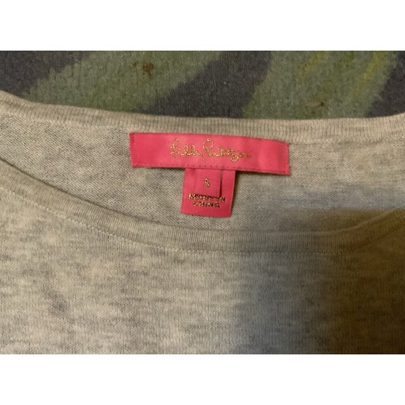 Lilly Pulitzer Women’s S Soft Charla Top With Gold Trim And Ruffled Long Sleeves - Picture 7 of 11